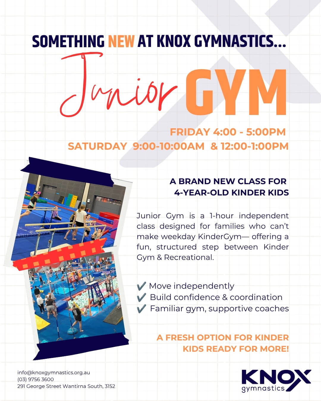 Junior Gym Flyer - New 4 year old class