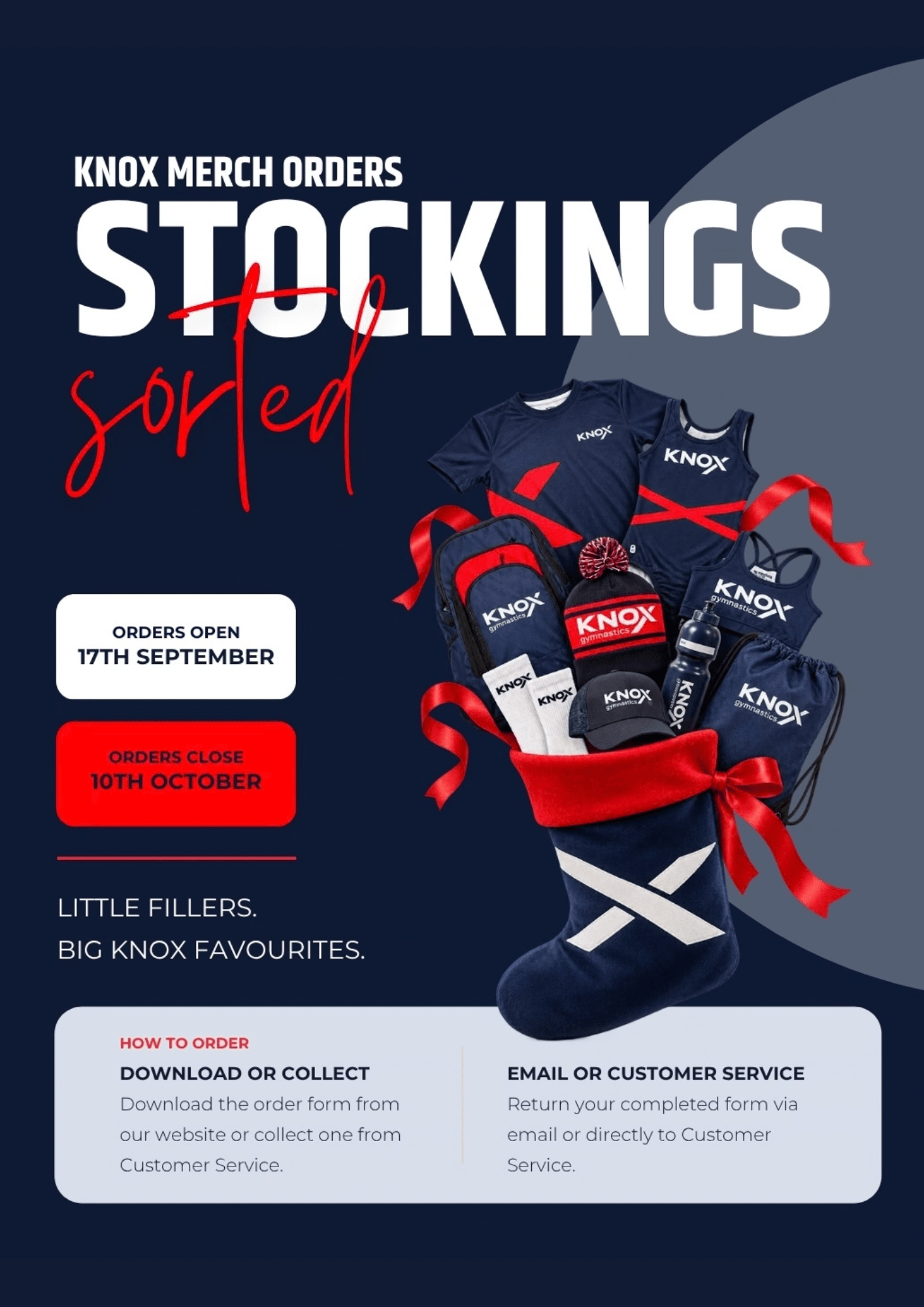 Knox Gymnastics Christmas Merch Flyer