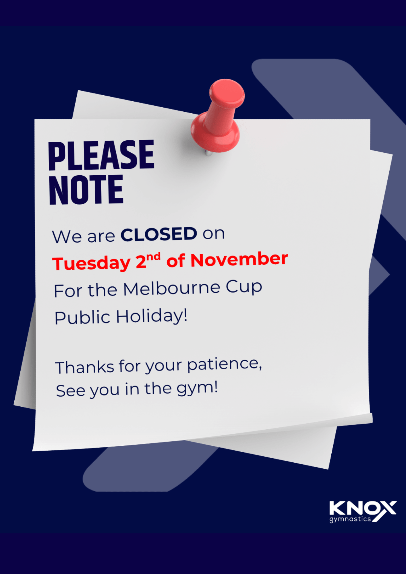 Melbourne Cup Public Holiday - 2nd Novemmber
