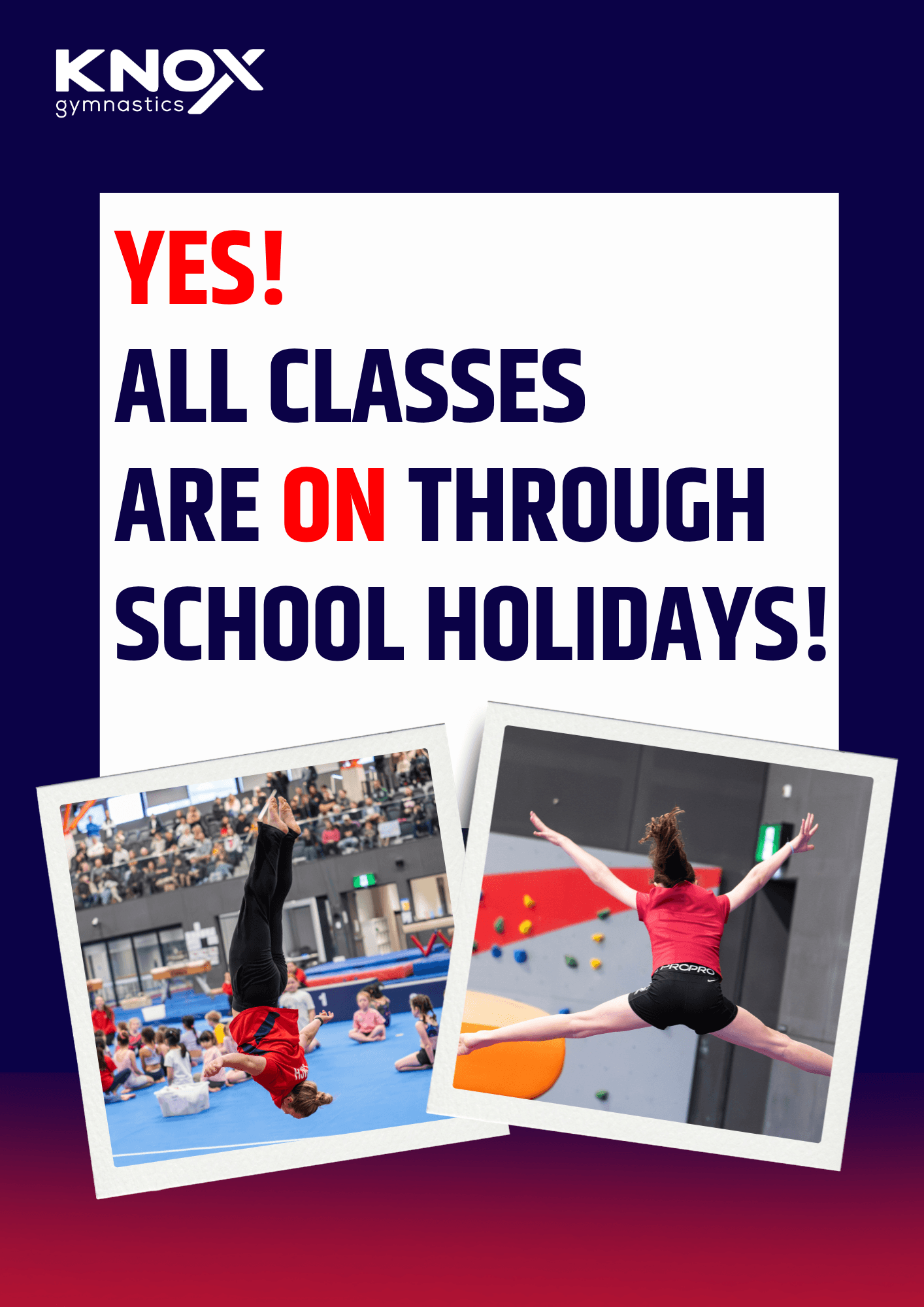 We are still open, during school holidays